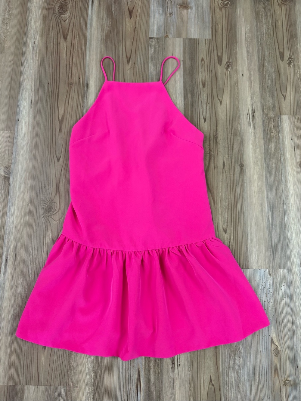 Eveniel Bright Hot Pink Spaghetti Strap Drop-Waist Dress Sz Small New